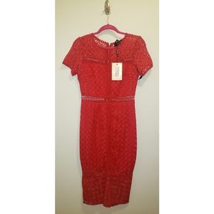 Taylor Imperial Lace Short-Sleeve Midi Dress